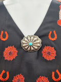 Turquoise Concho Brooch Pin