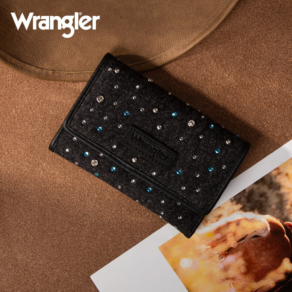 Wrangler Black Denim Rhinestone Wallet