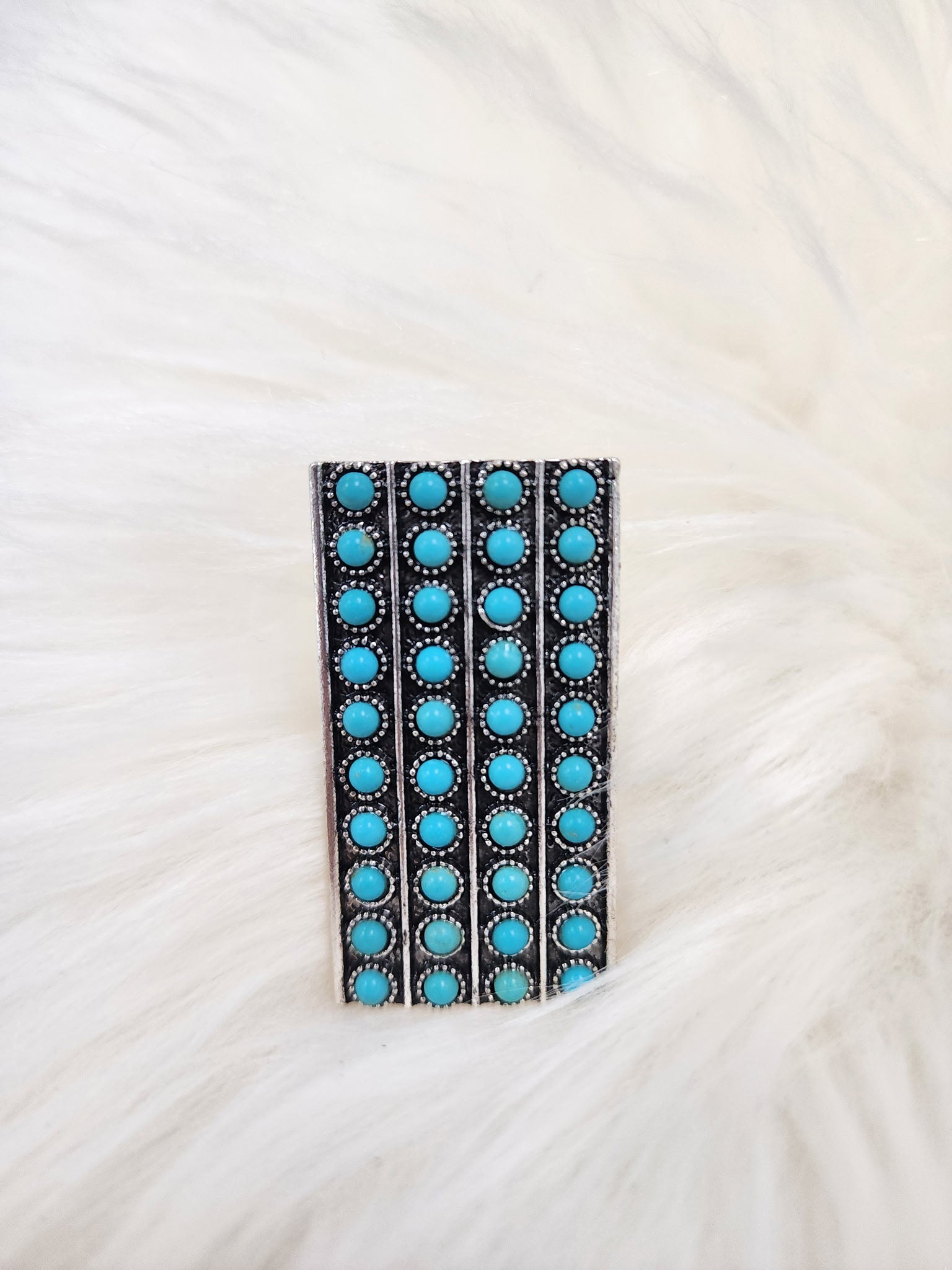 Turquoise Cluster Bar Cuff Ring