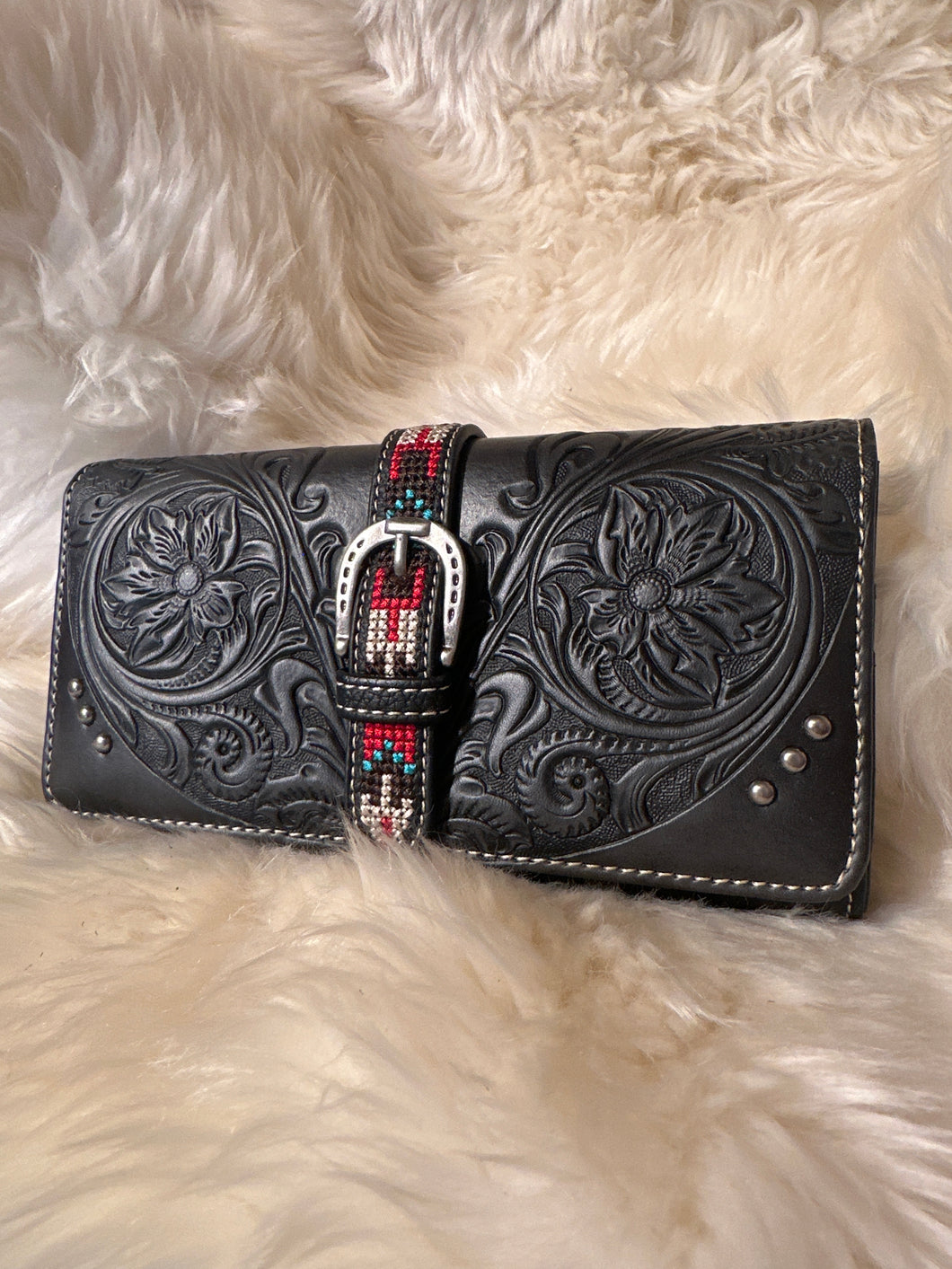 Montana West Black Embossed Wallet