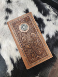 Floral Tooled Concho Men's Wallet