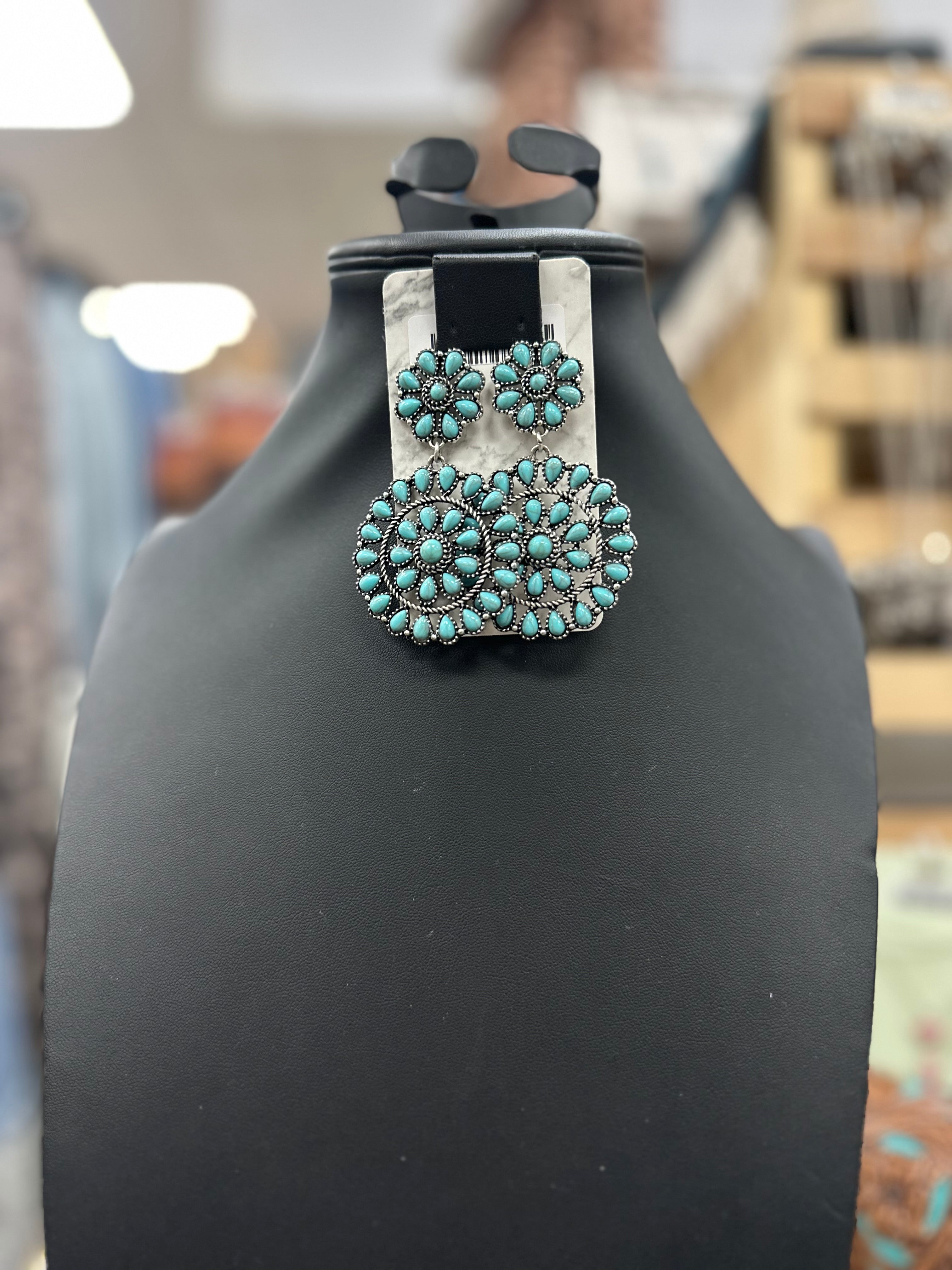 Turquoise Floral Cluster Post Earrings