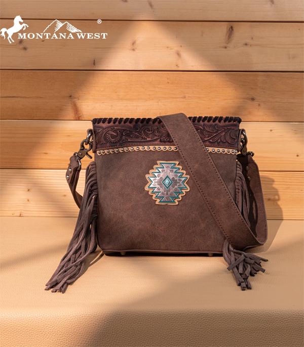 Montana West Chocolate Embossed Aztec Crossbody Purse