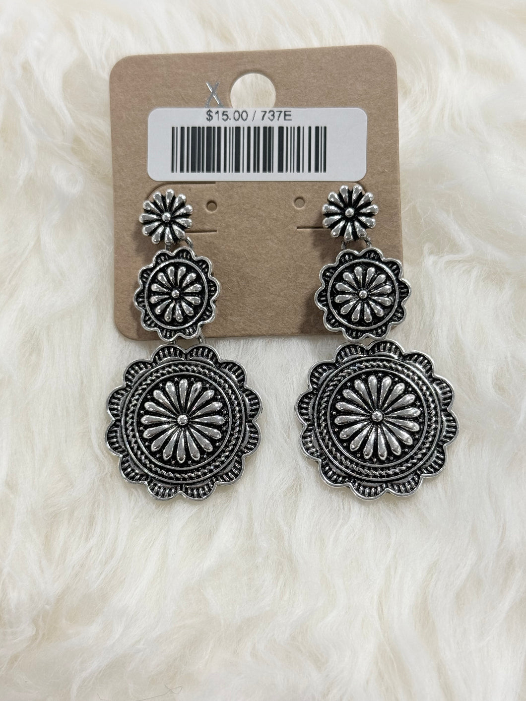 3-Tier Floral Concho Post Earrings