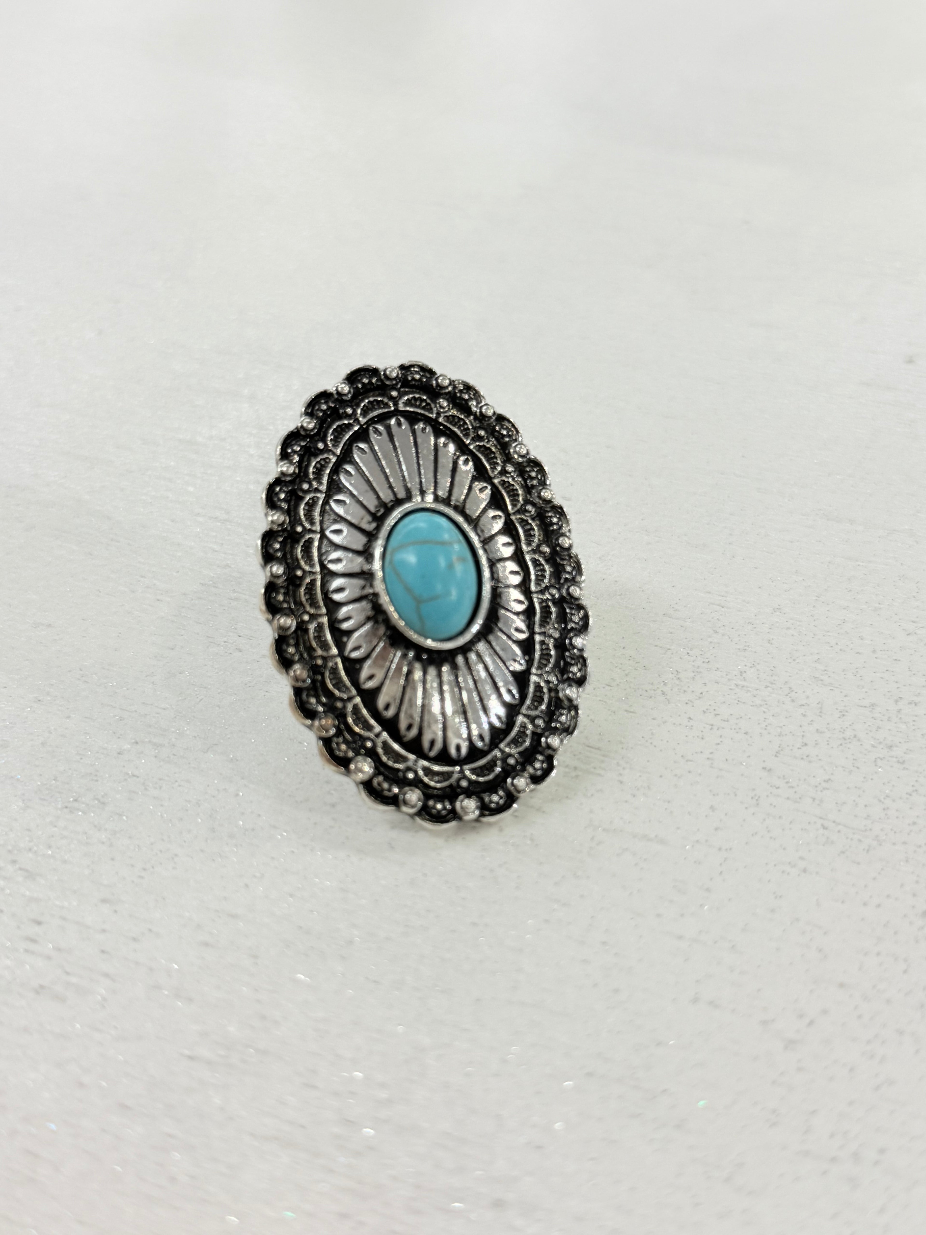 Turquoise Concho Cuff Ring