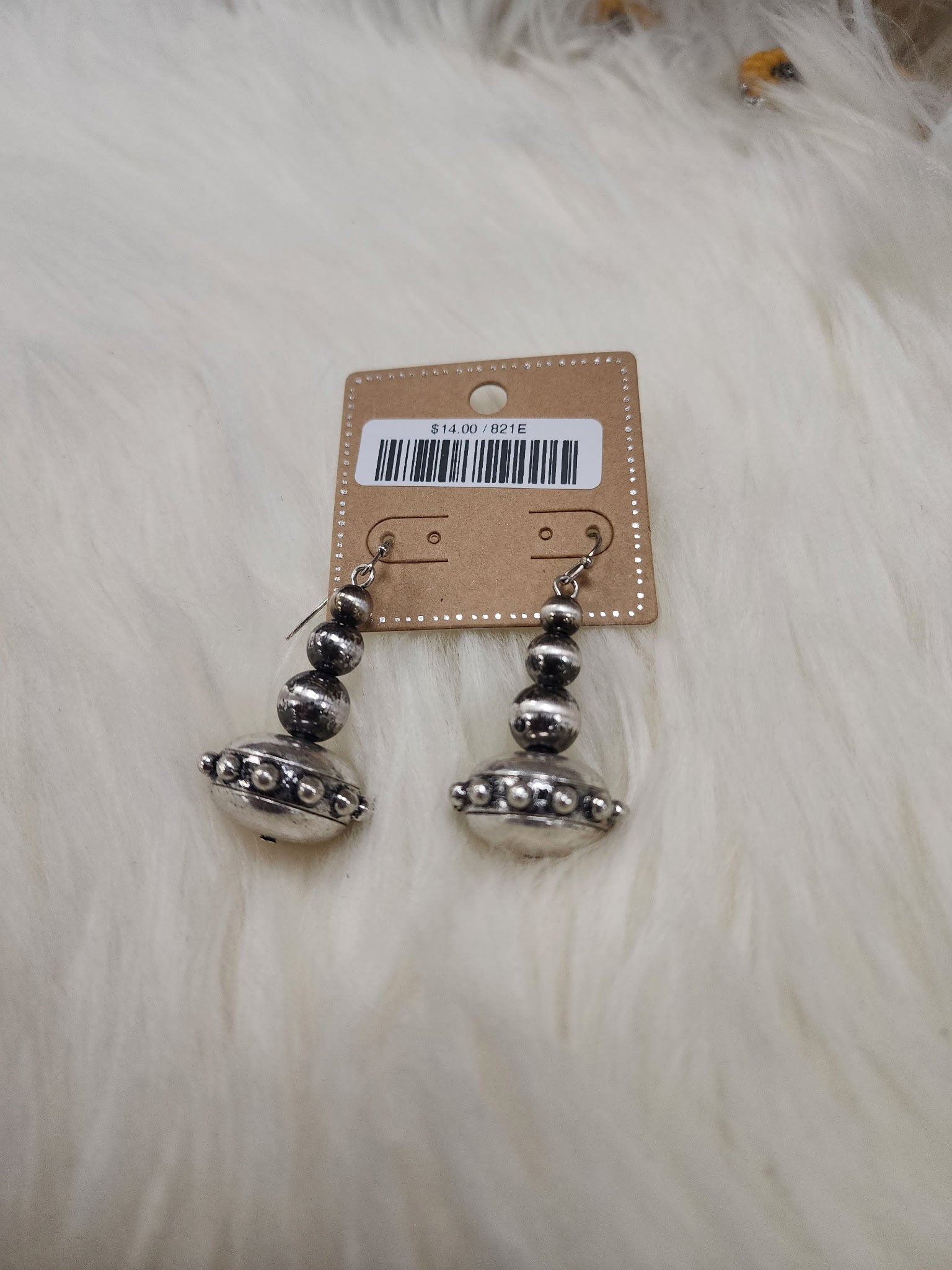 Silver Bead Fishhook Earrings