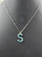 Turquoise Cluster Letter Necklace