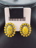 Yellow Stone Cluster Post Earrings
