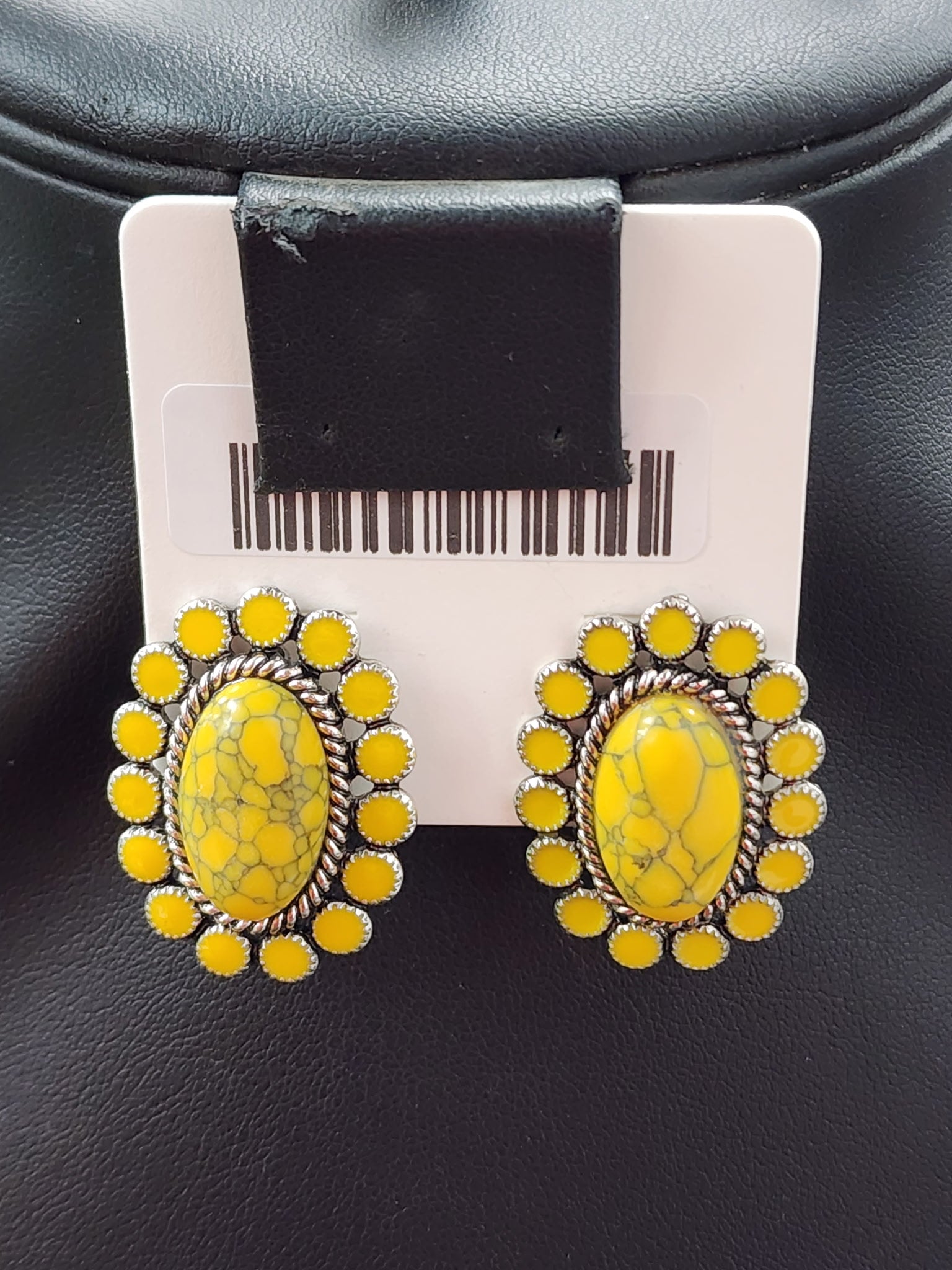 Yellow Stone Cluster Post Earrings