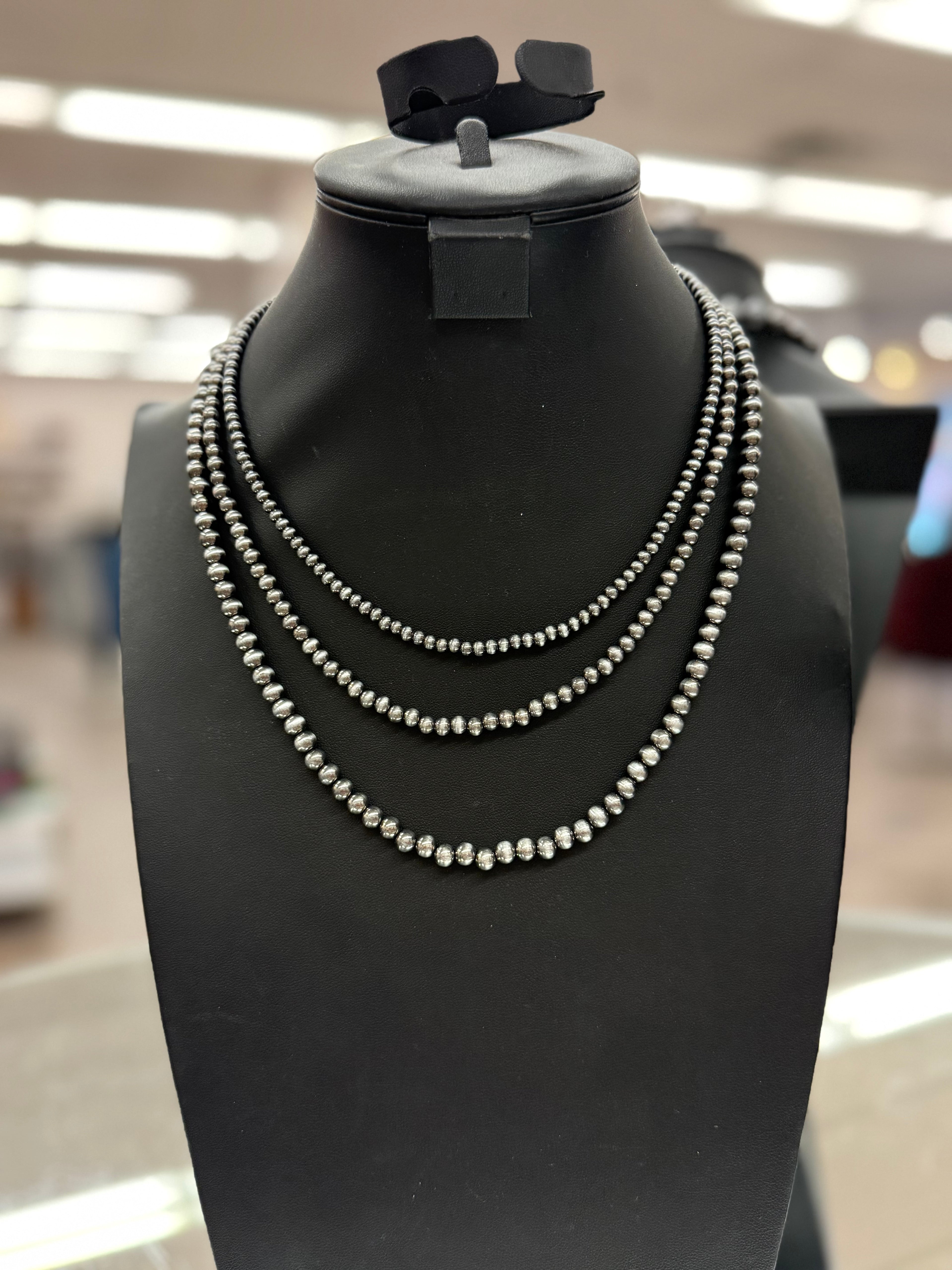 3-Layer Pearl Bead Necklace and Earrings Set