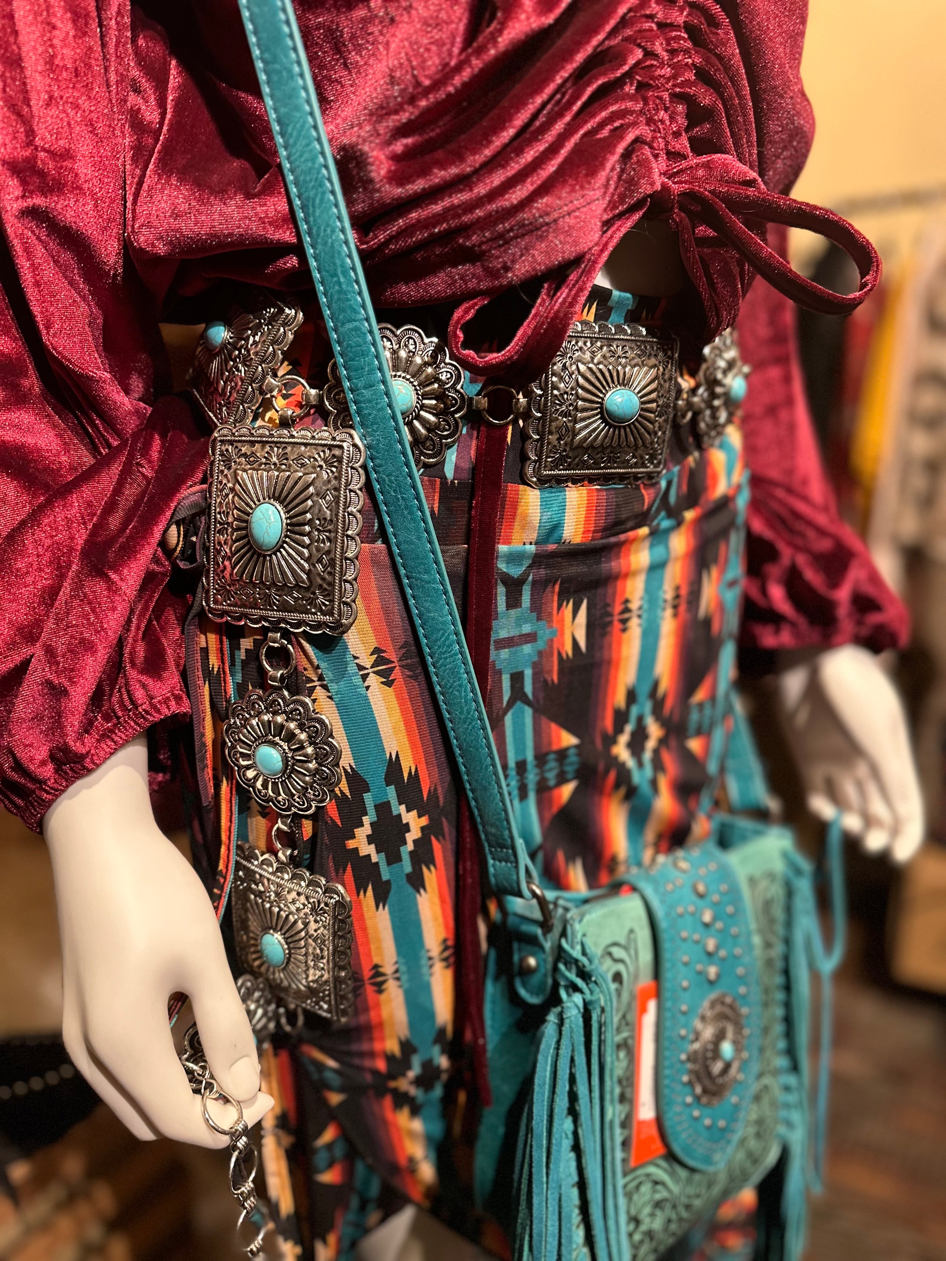 Floral Turquoise Concho Belt