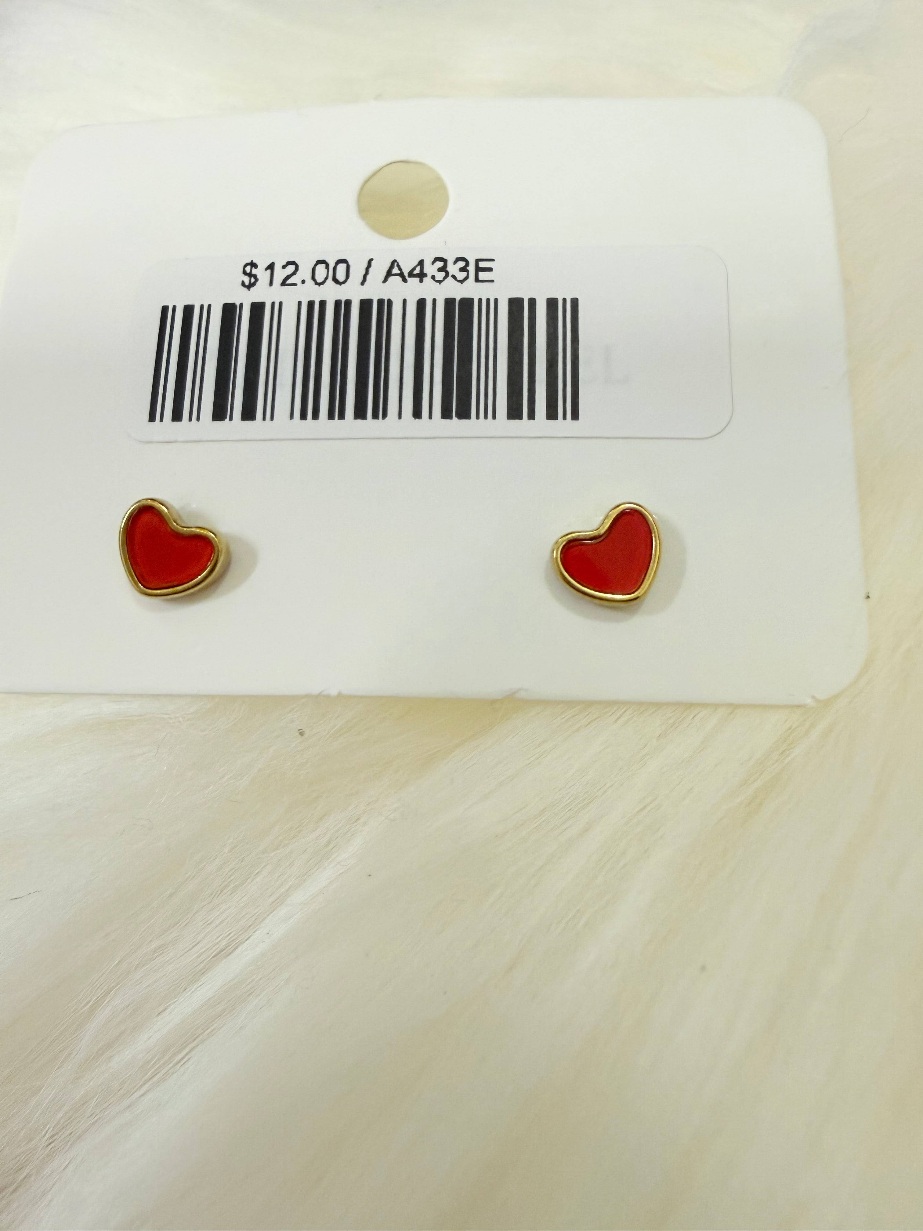 Red Mini Heart Post Earrings