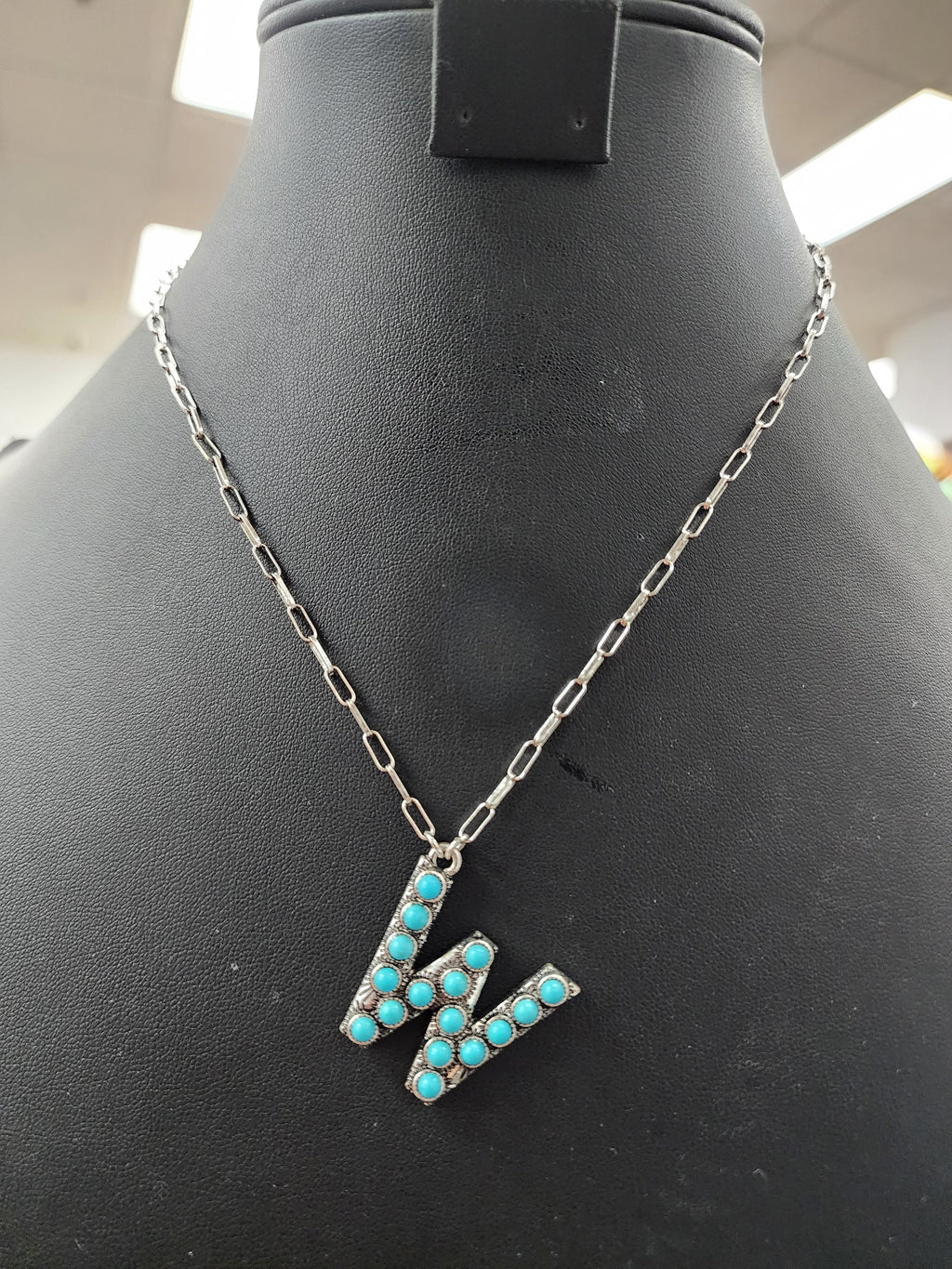 Turquoise Cluster Letter Necklace