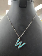 Turquoise Cluster Letter Necklace