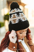 Cocoa Aztec Pom Beanie