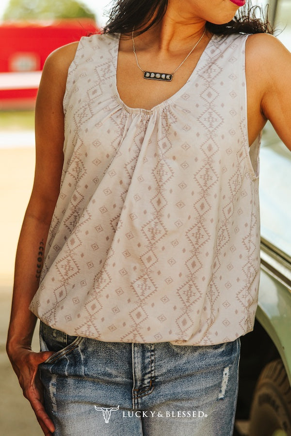 Beige Aztec Tank Top