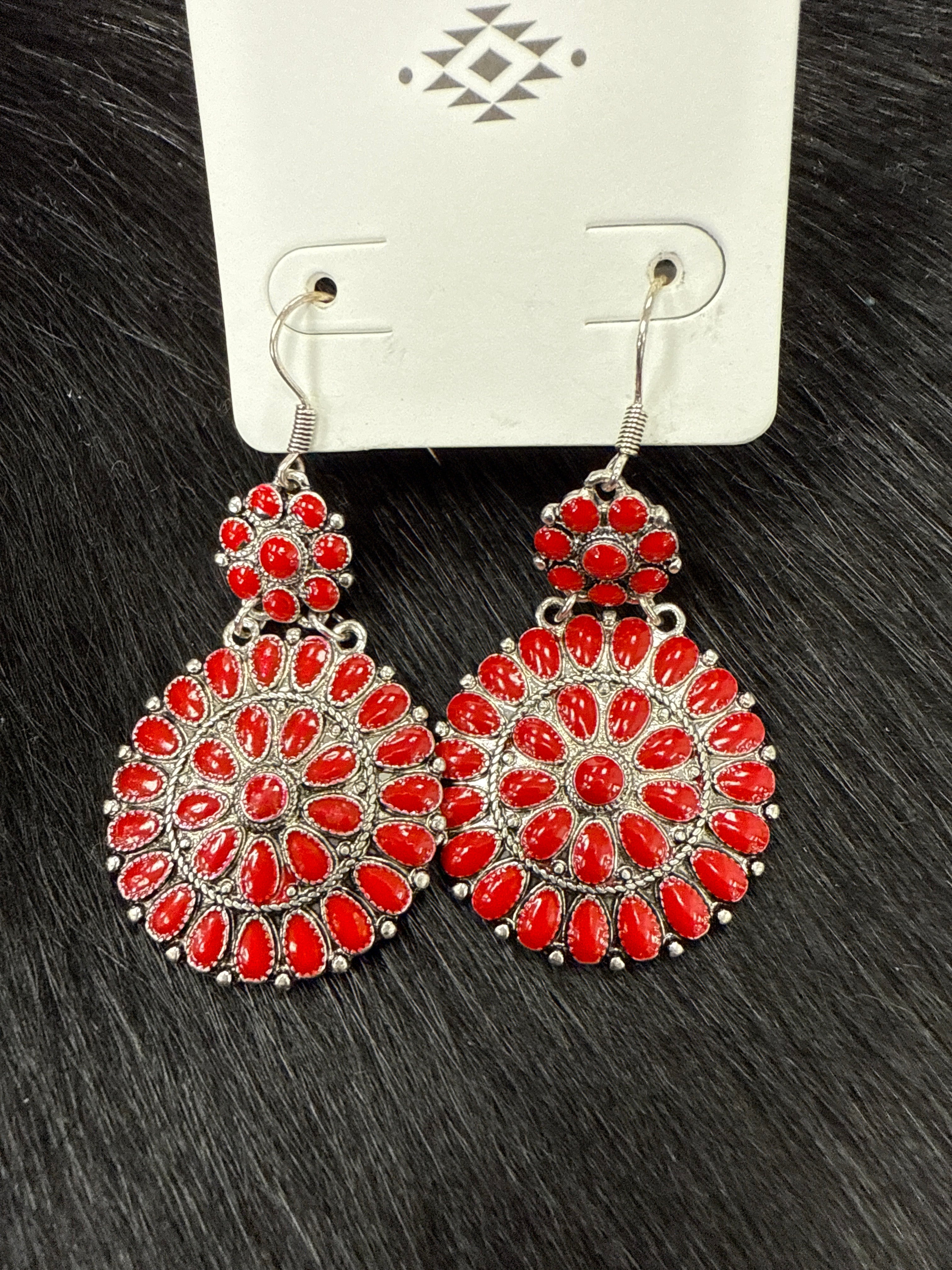 Coral Inspired Cluster Fishhook Earrigss