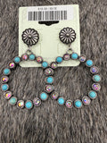 Turquoise Opal Concho Hoop Earrings