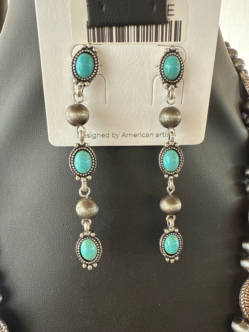 Turquoise Pearl Dangle Post Earrings
