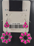 Pink Stone Hoop Fishhook Earrings