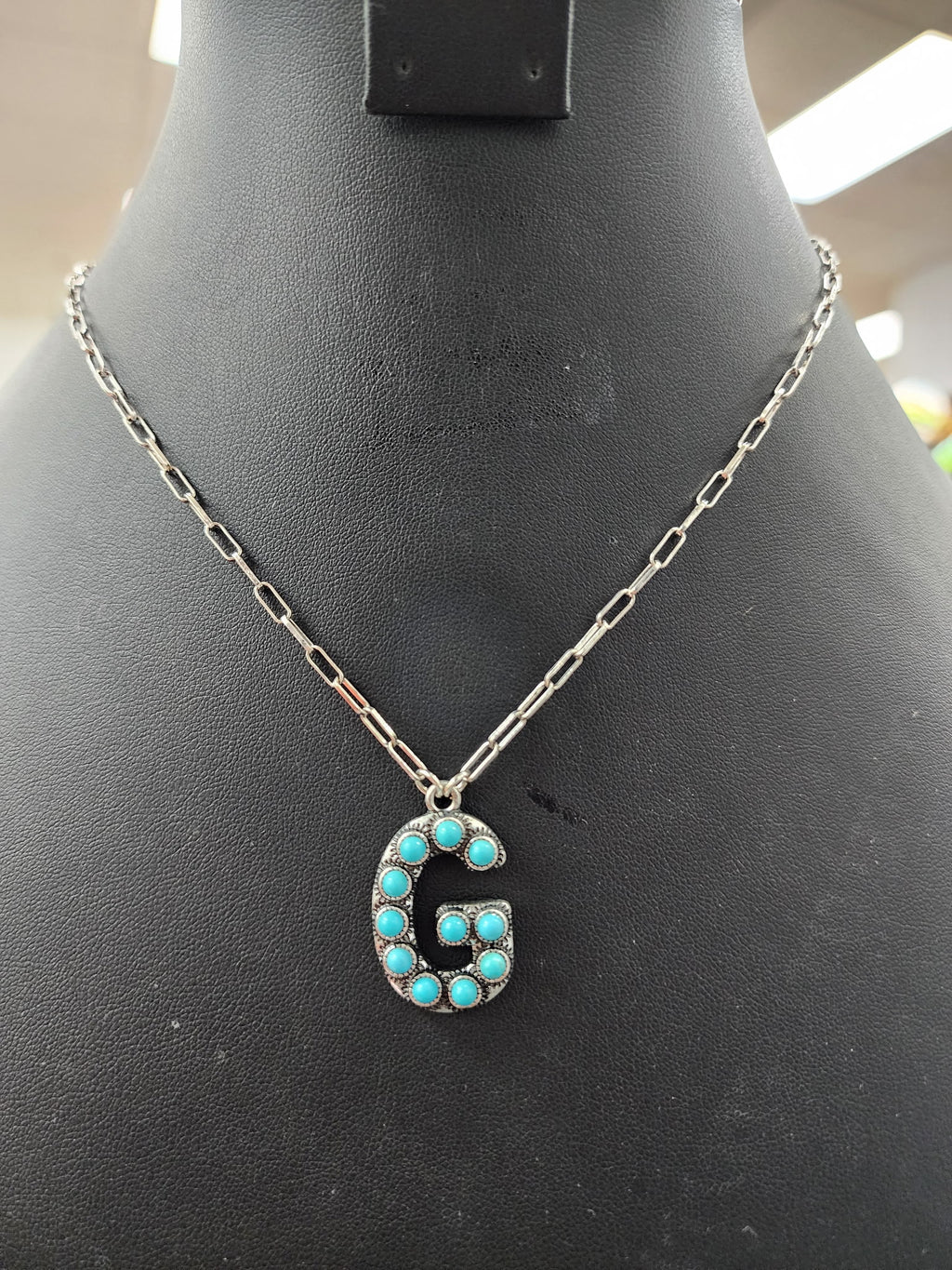Turquoise Cluster Letter Necklace