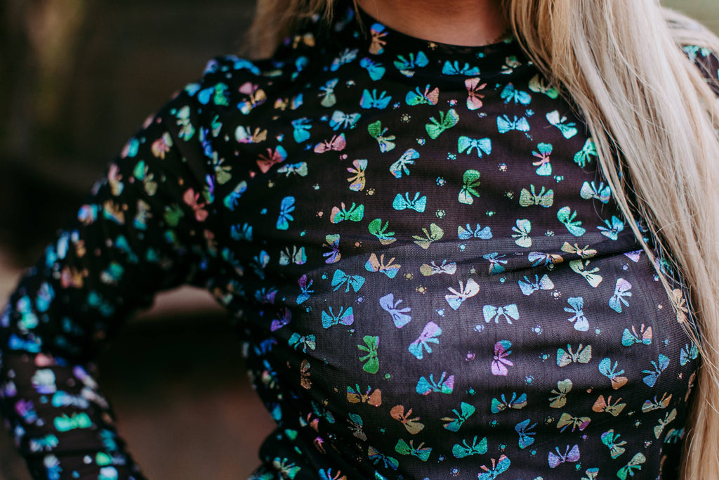 Confetti Bow Mesh Top