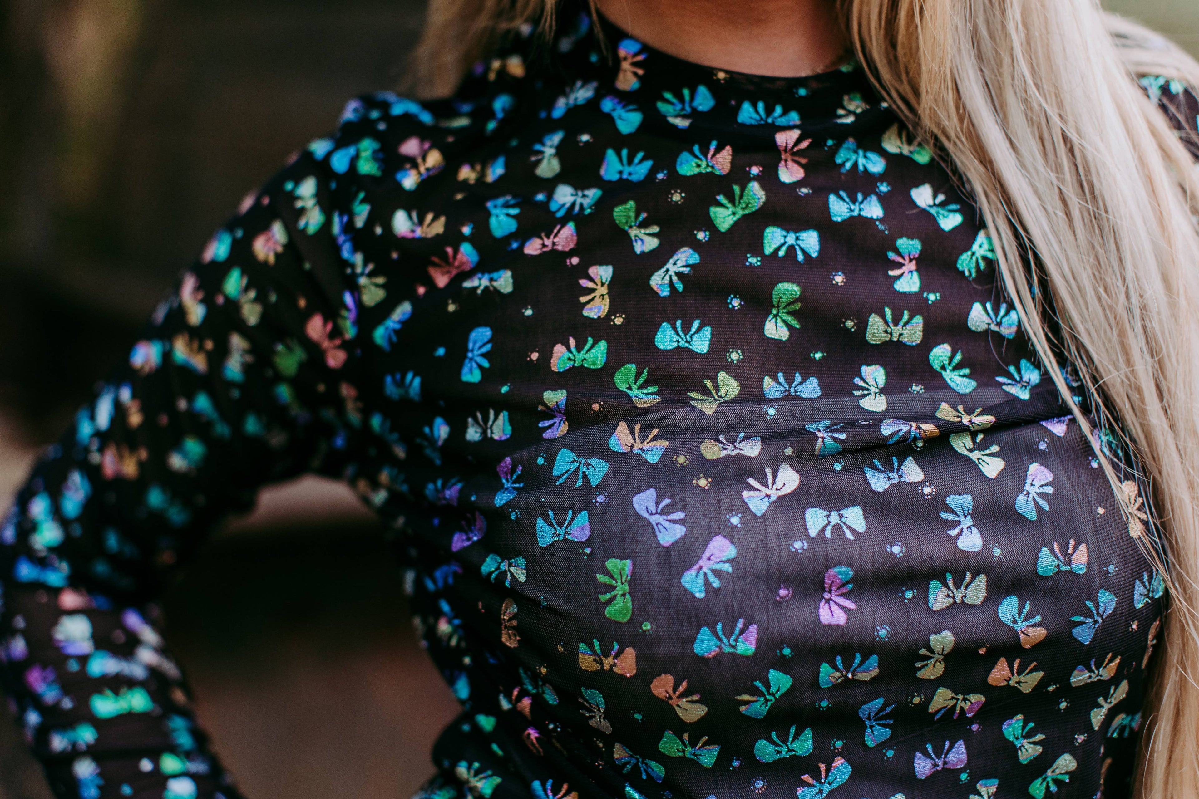 Confetti Bow Mesh Top