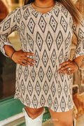 Beige Aztec Tunic Tee Dress