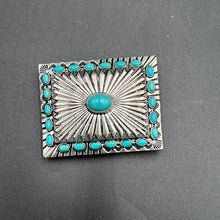 Load image into Gallery viewer, Turquoise Concho Inspired Belt Buckle
