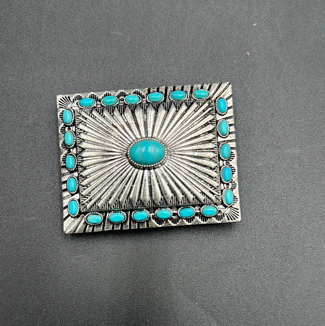 Turquoise Concho Inspired Belt Buckle