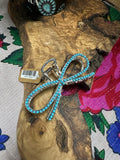 Turquoise Pearl Ribbon Hair Clip