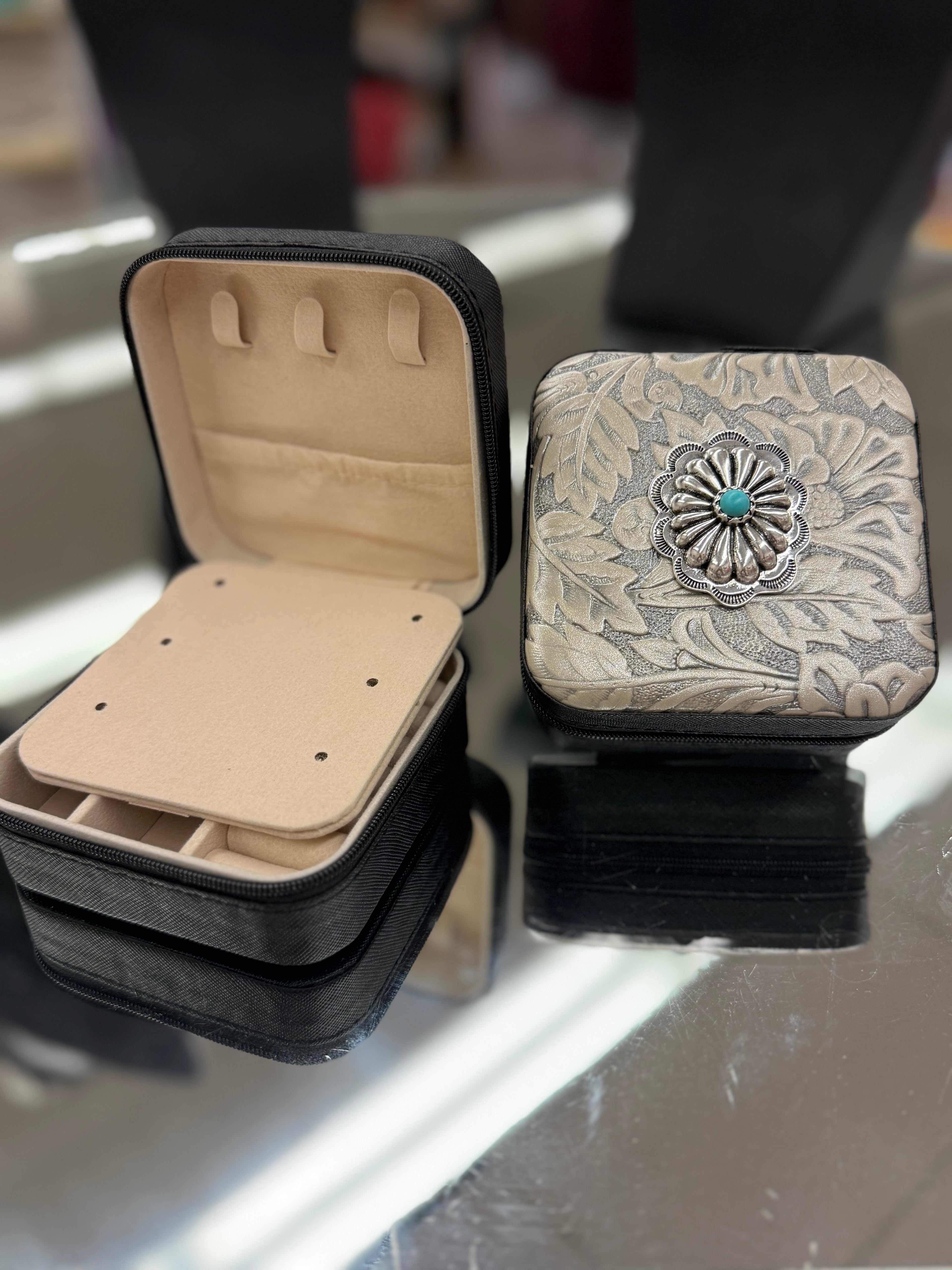 Ivory Embossed Concho Jewelry Box