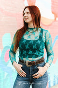 Jade Floral Lace Long Sleeve Mesh Top