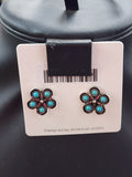 Turquoise Floral Cluster Post Earrings