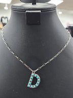 Turquoise Cluster Letter Necklace