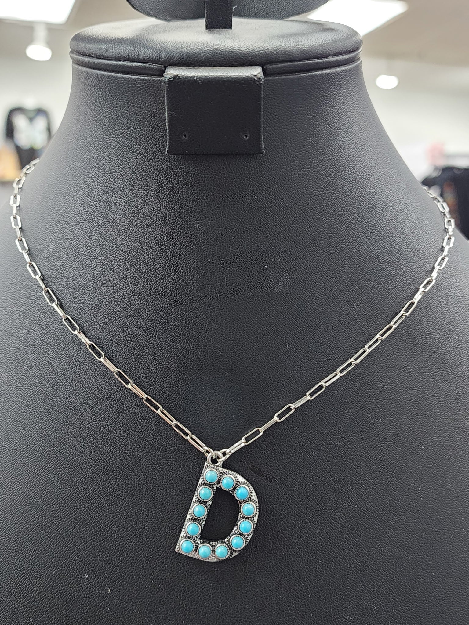 Turquoise Cluster Letter Necklace