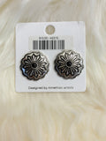 Coral Stamped Concho Post Earrings