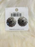 Coral Stamped Concho Post Earrings