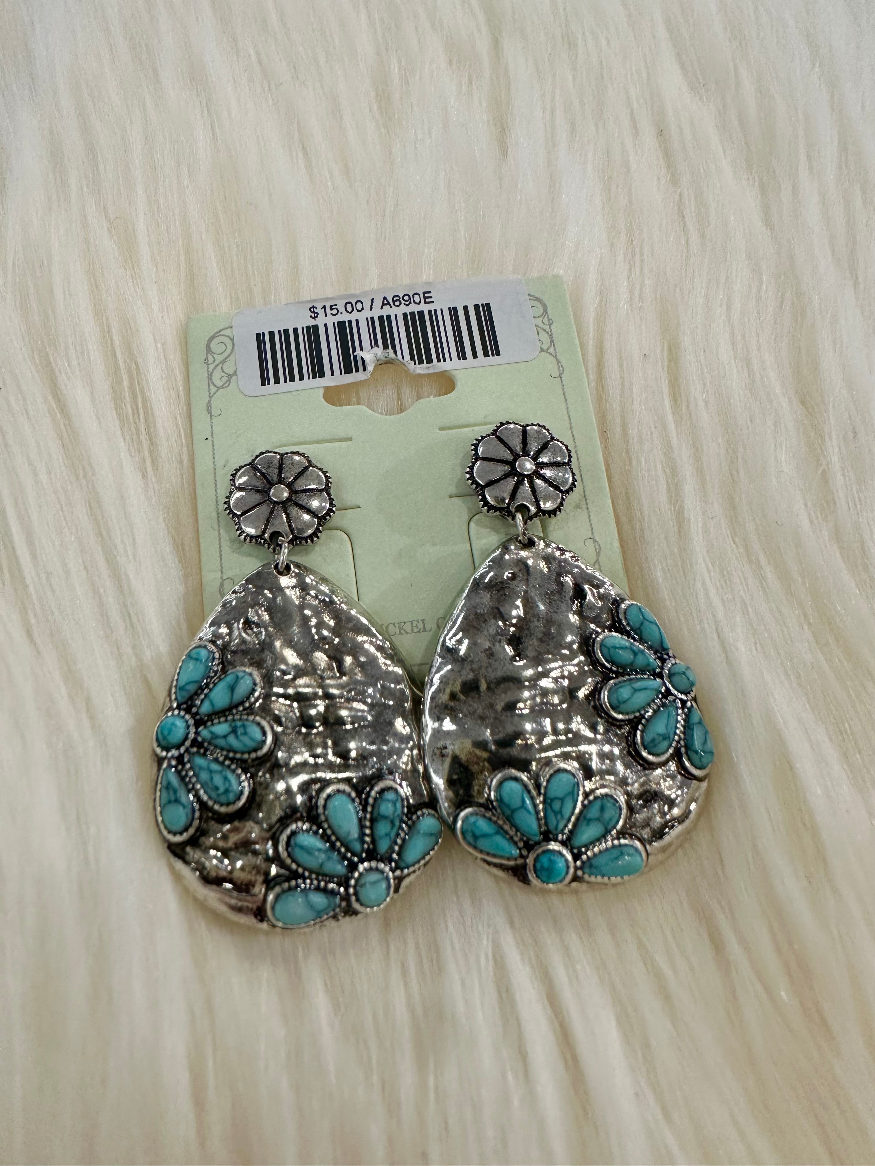 Turquoise Floral Cluster Post Earrings