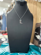 Turquoise Boot Scroll Letter Necklace