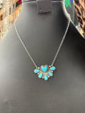 Turquoise Heart Half Cluster Pendant Necklace