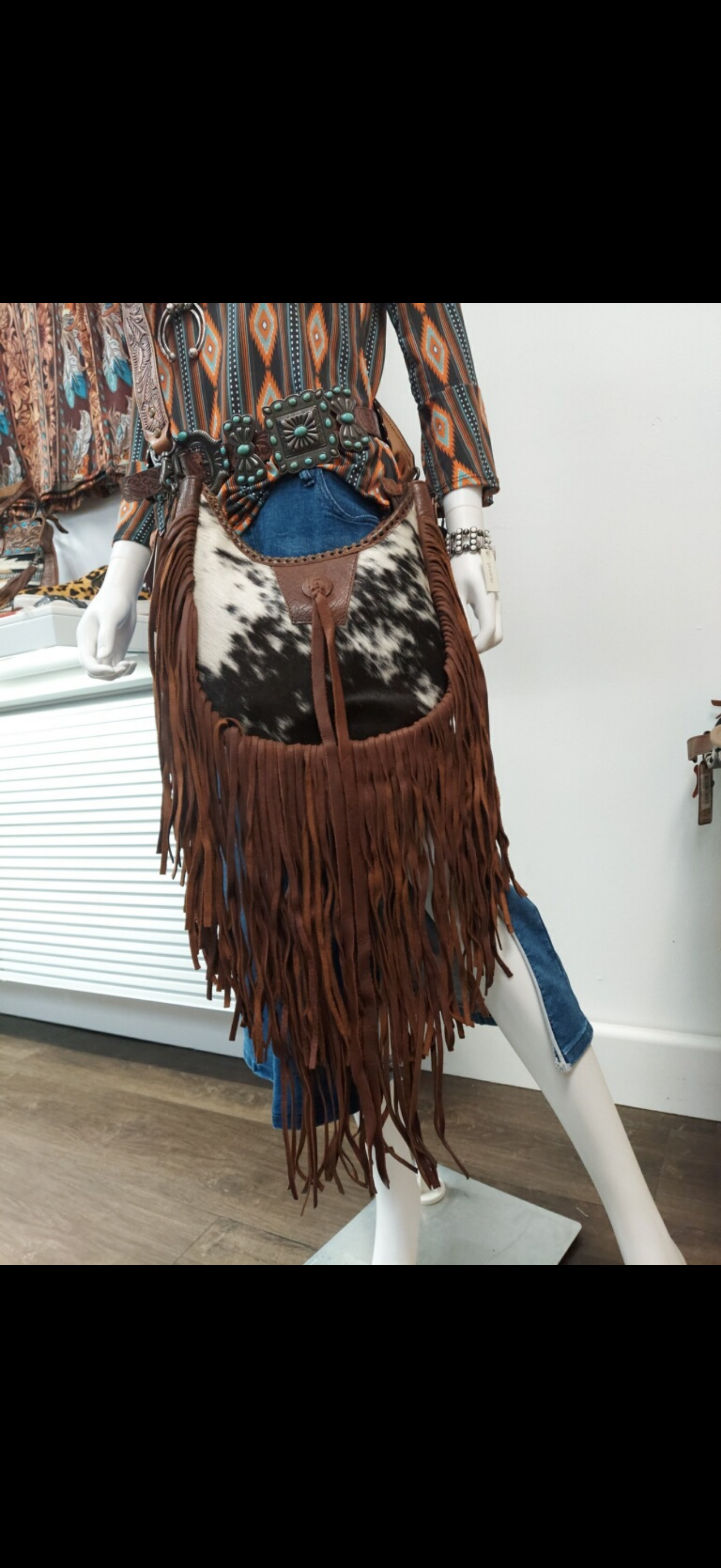 Leather Hair-On Cowhide Fringe Crossbody