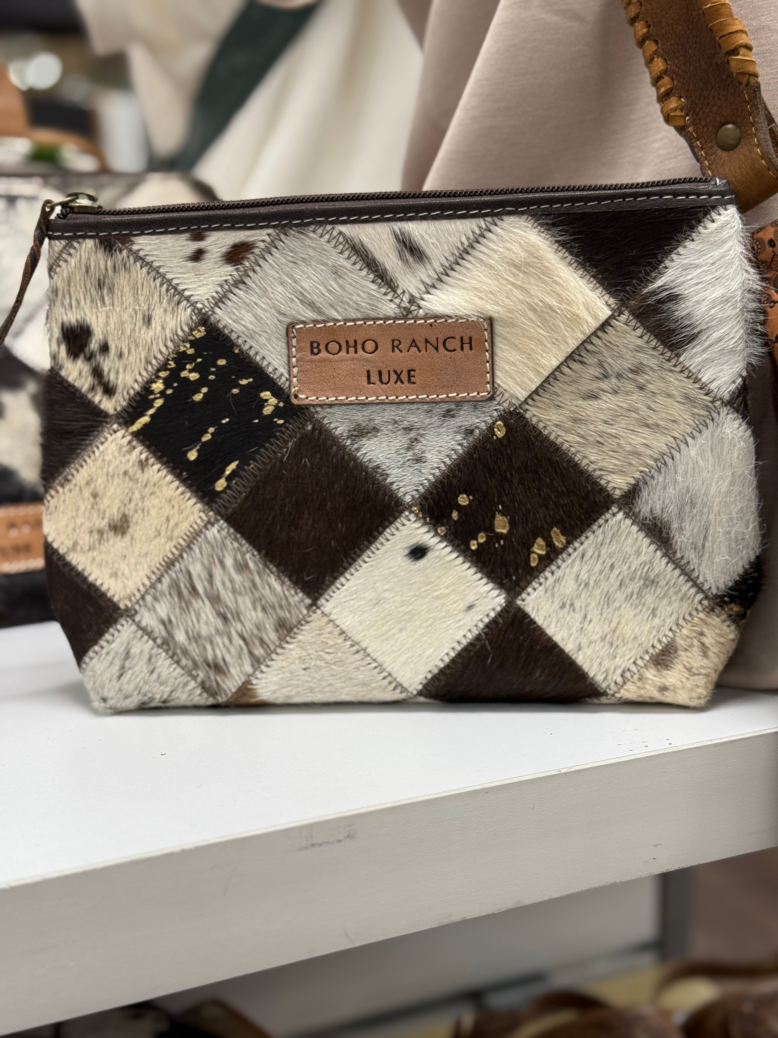 Brown Cowhide Make-Up Bag