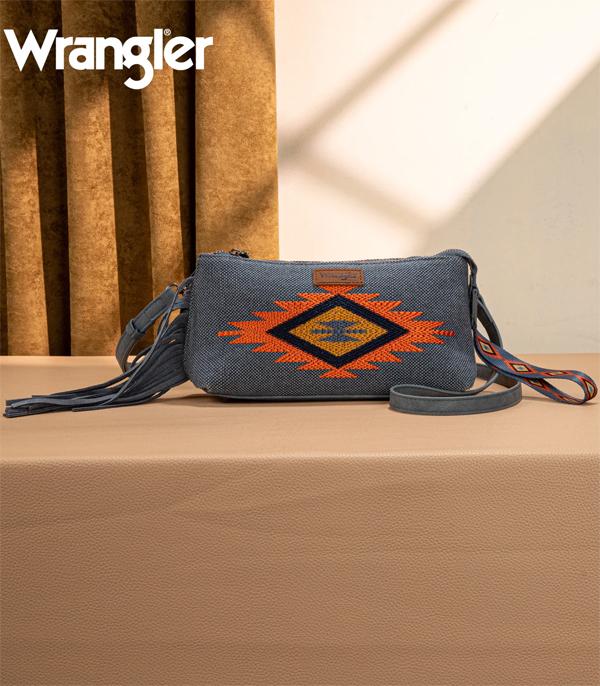 Wrangler Turquoise Aztec Fringe Crossbody
