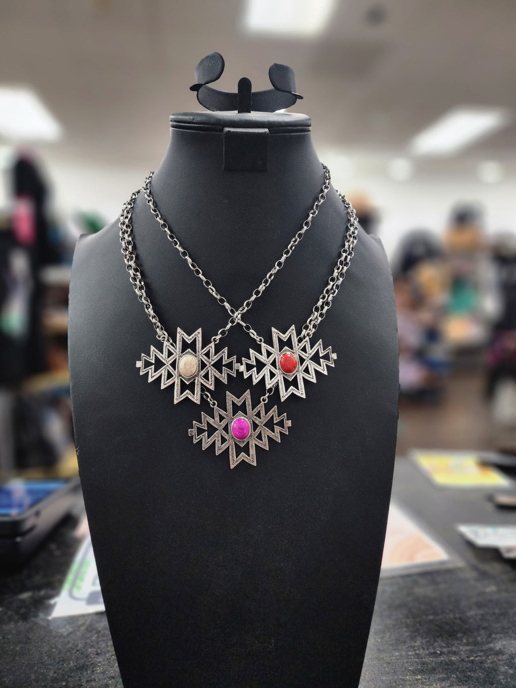 Aztec Step Pendant Necklace