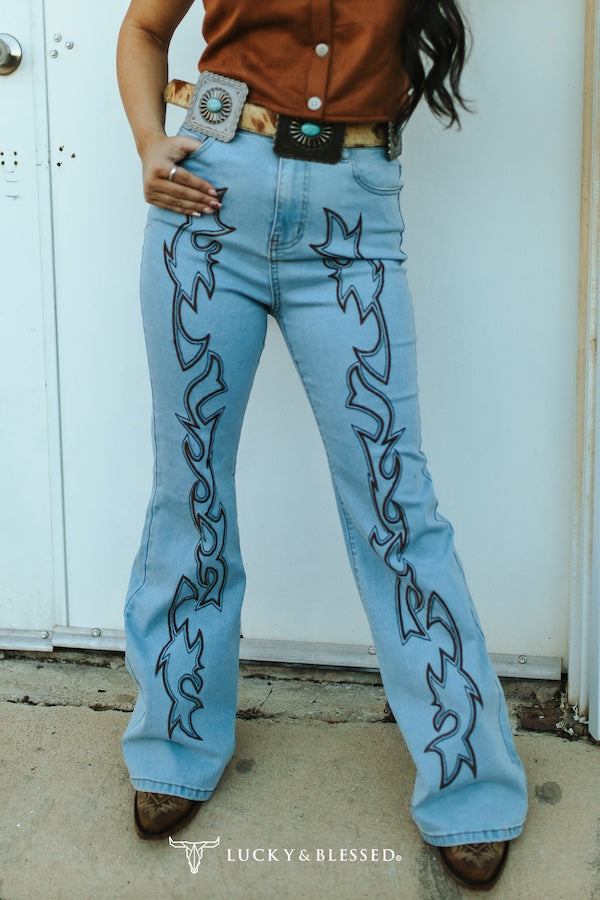 Light Wash Boot Stitch Denim Jeans