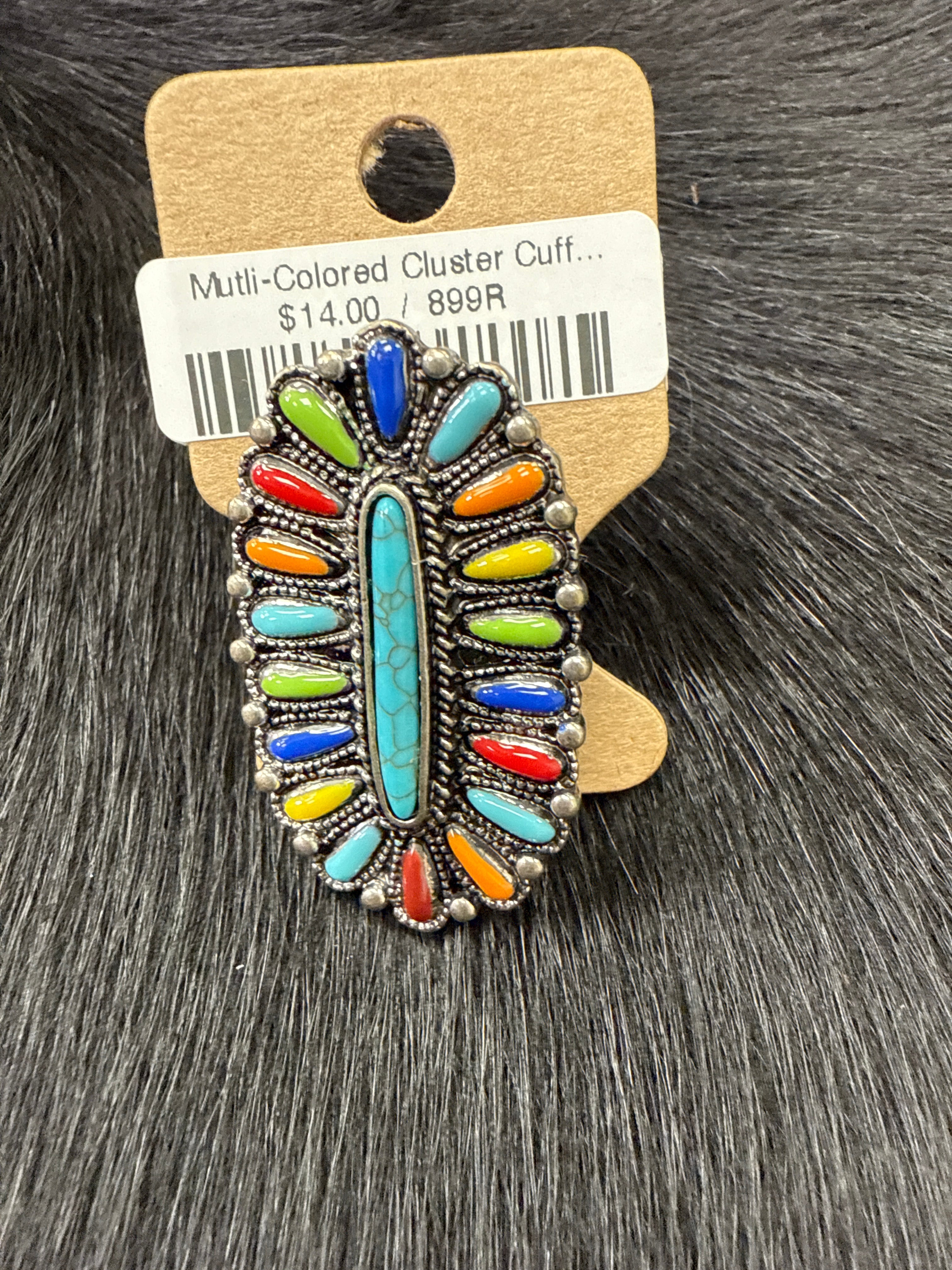 Mutli-Colored Cluster Cuff Ring