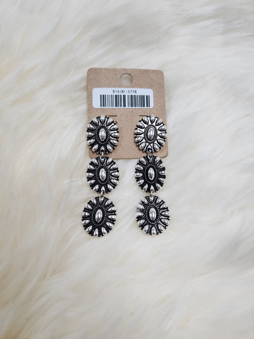 Stamped Cluster 3-Tier Post Earrings