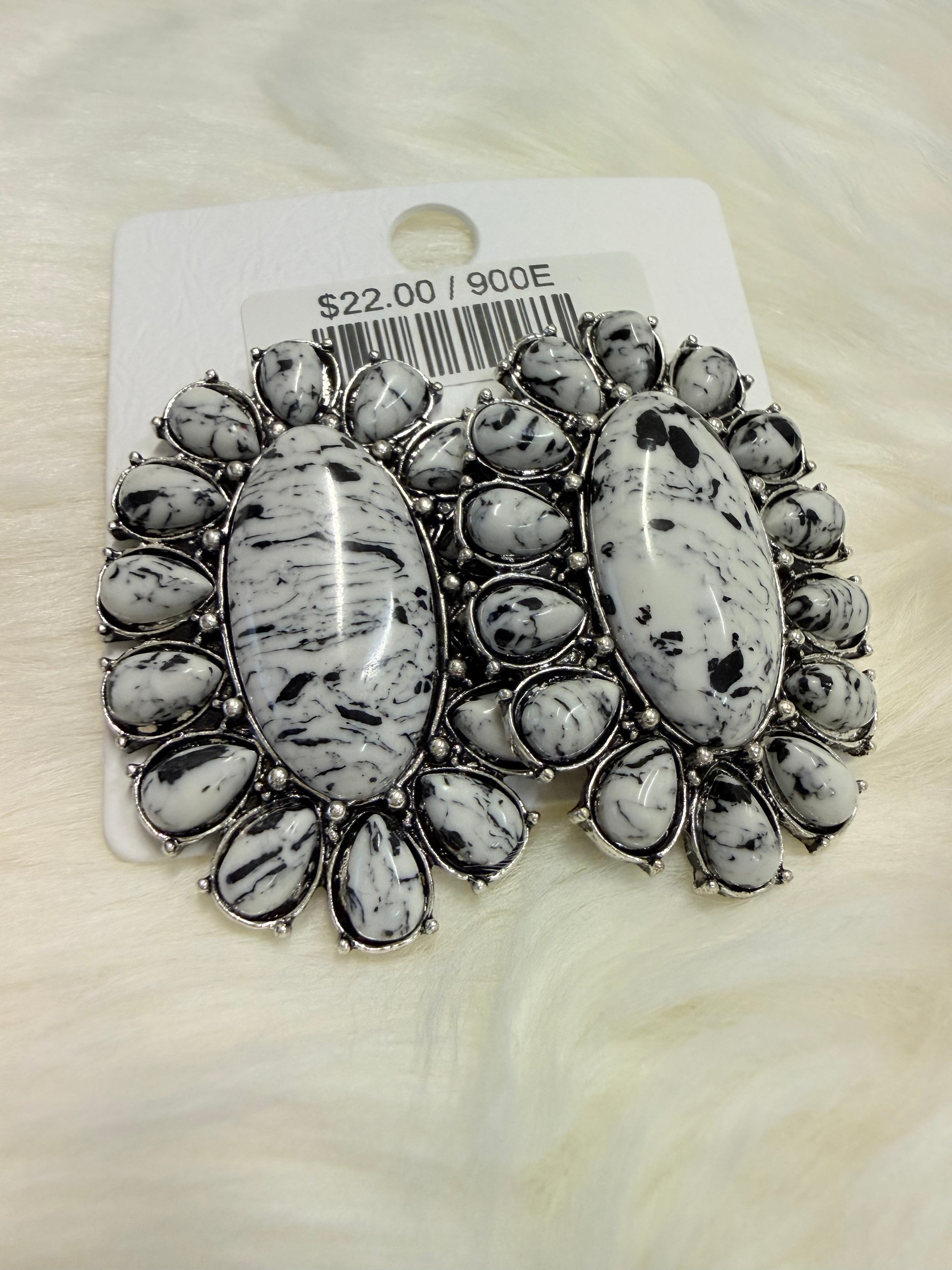 White Natural Cluster Post Earrings
