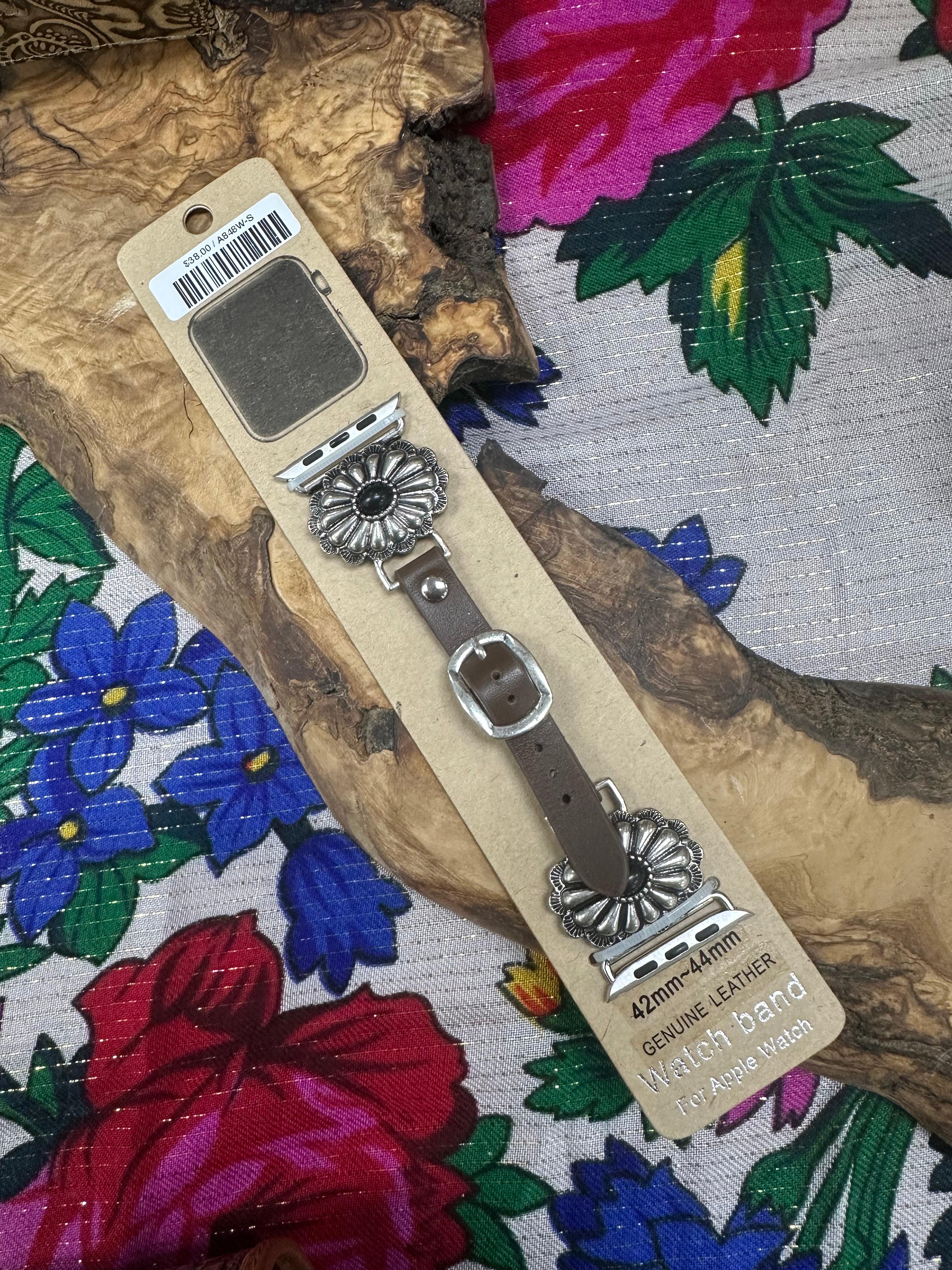 Black Stamped Concho Watch Band